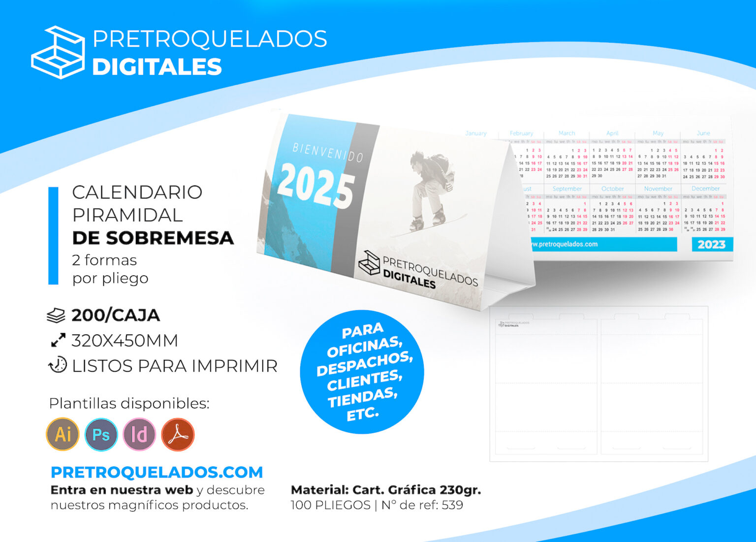 Calendario Piramidal de sobremesa 200 ud. 2025 PRETROQUELADOS